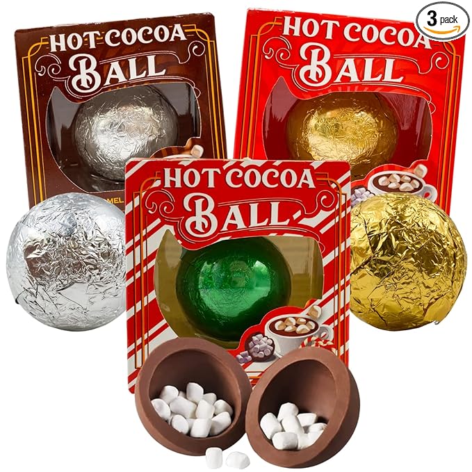 Hot chocolate bomb in festive packaging