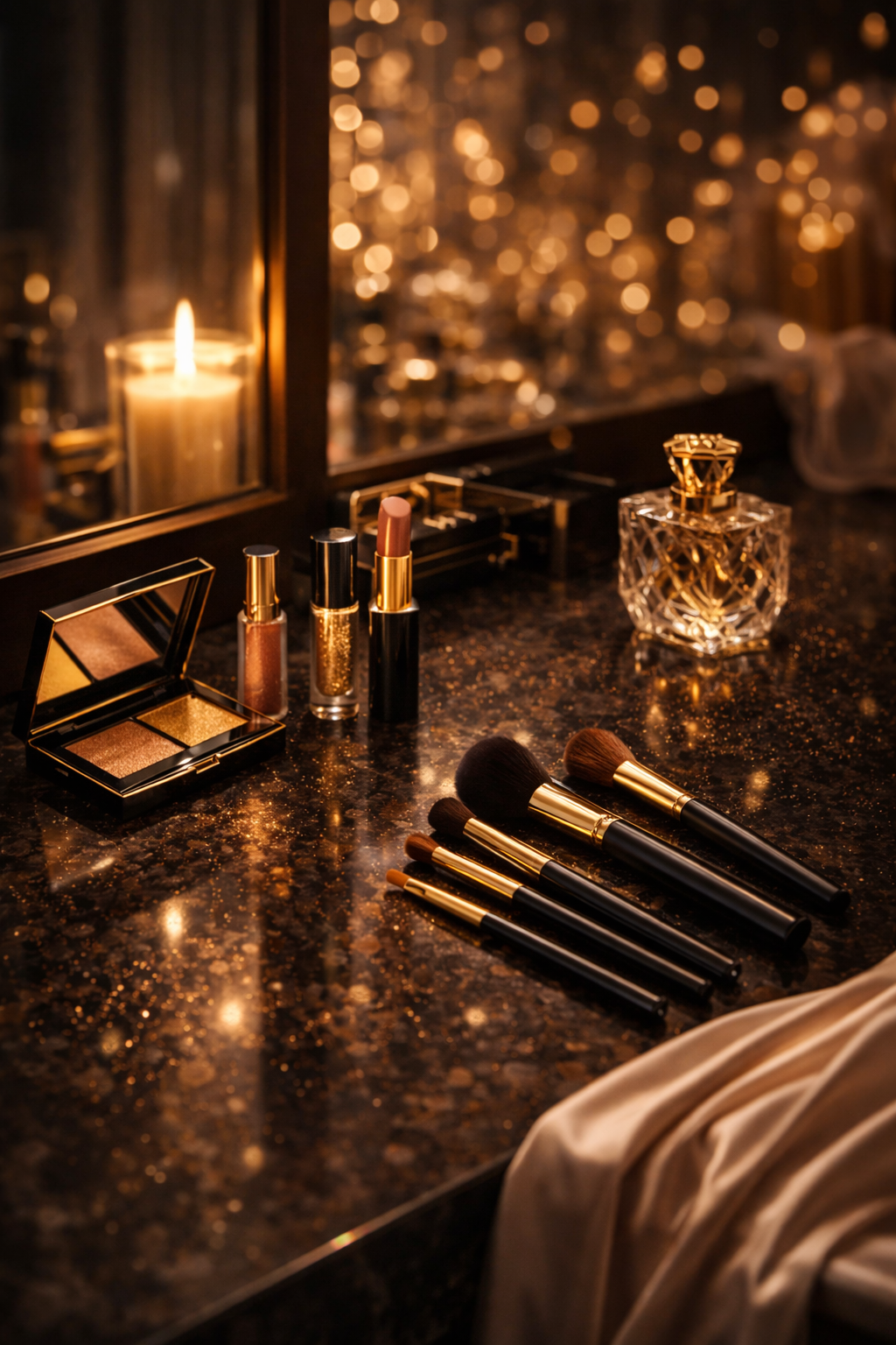 Nighttime vanity reset moment for New Year’s Eve