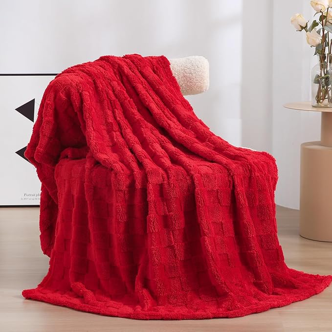 Red fleece throw blanket