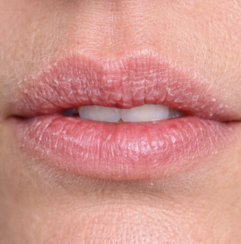 Dry winter lips with flaking